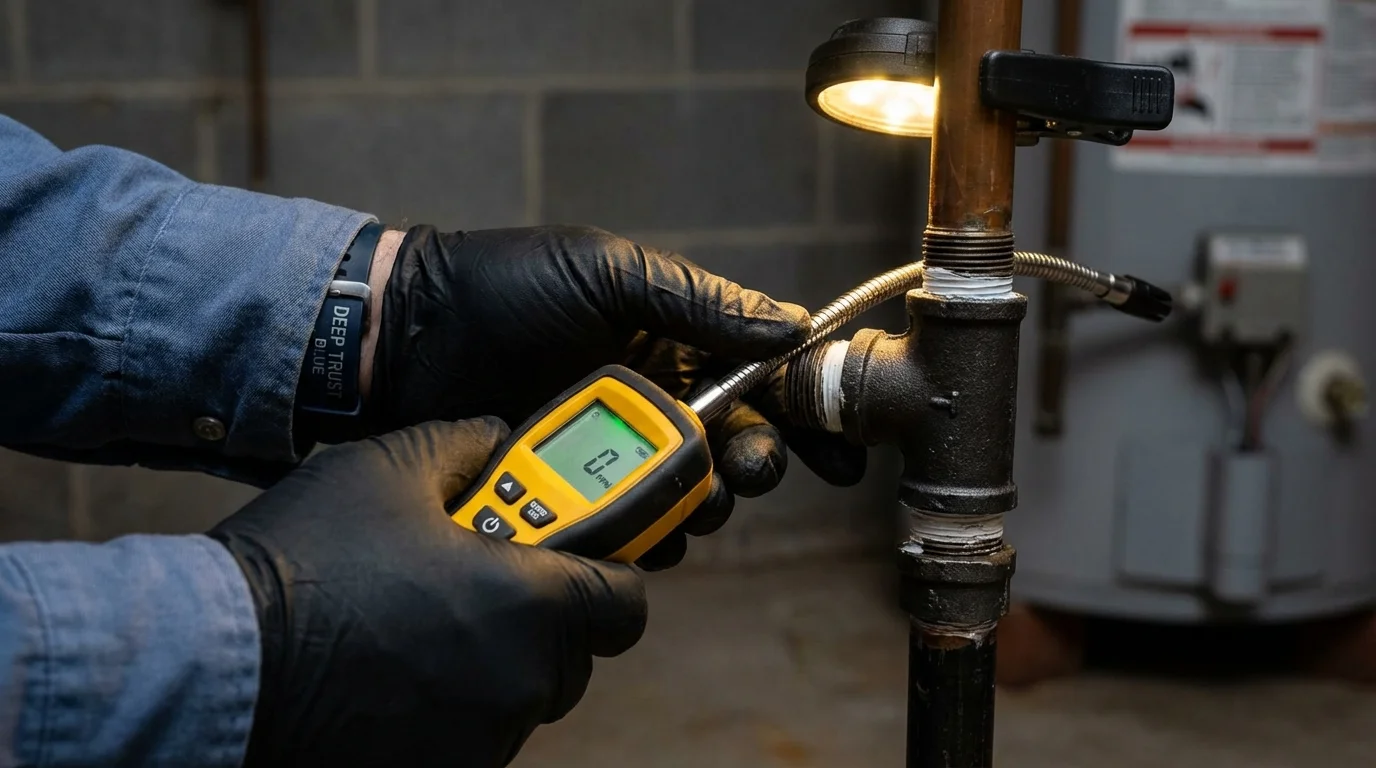 Gas leak detection with electronic sniffer by Johns Plumbing LLC in Parachute
